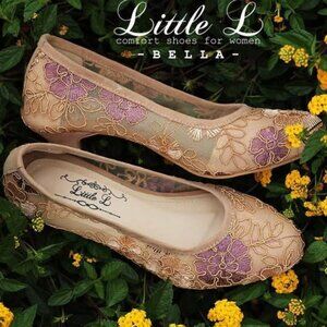 4.5” Purple/Champagne Flower Lace Heels - EU 42 (US 10-11) - custom bridal shoes